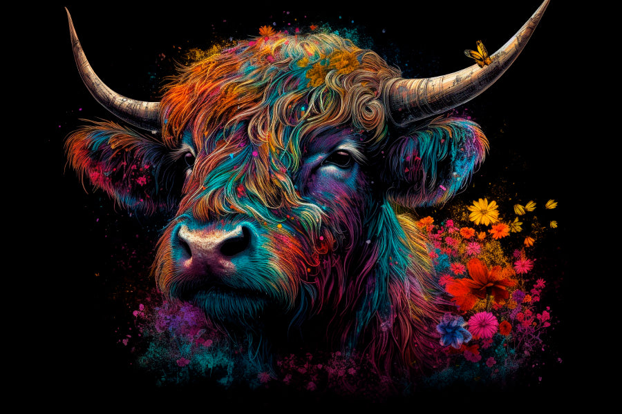 Abstract Highland Cow Head Home Decor Premium Quality Poster Print Choose Your Sizes - Bella Home Decor