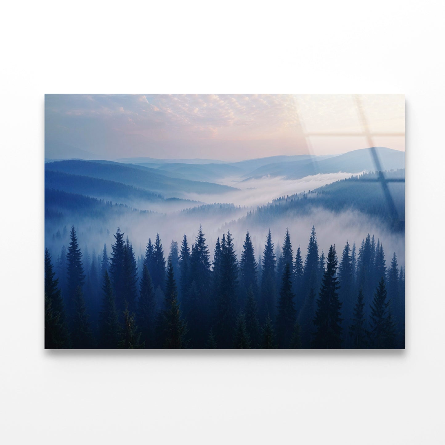 Pine Trees Forest with Mountains Acrylic Glass Print Tempered Glass Wall Art 100% Made in Australia Ready to Hang - Bella Home Decor