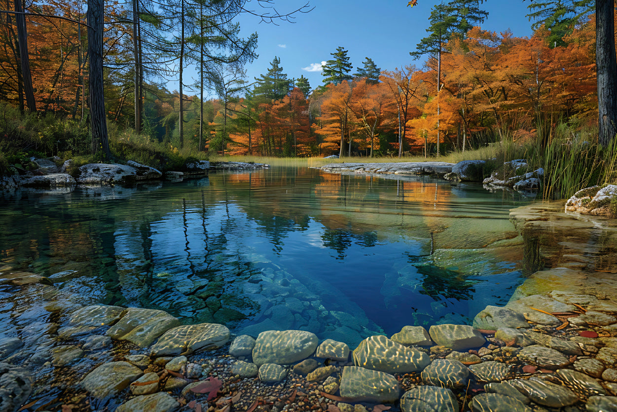 Autumn Trees Reflected In Water Home Decor Premium Quality Poster Print Choose Your Sizes - Bella Home Decor