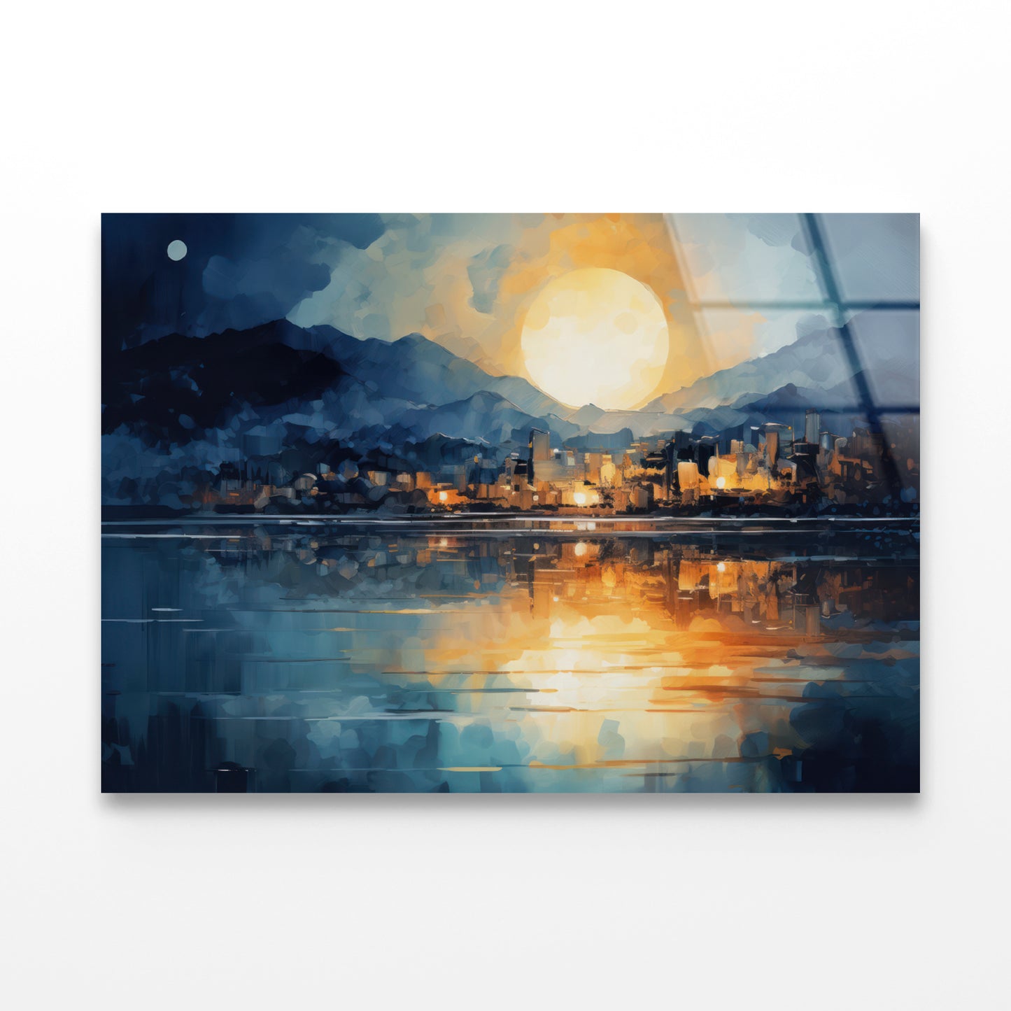 Painting Of a City with a Body of Water Acrylic Glass Print Tempered Glass Wall Art 100% Made in Australia Ready to Hang