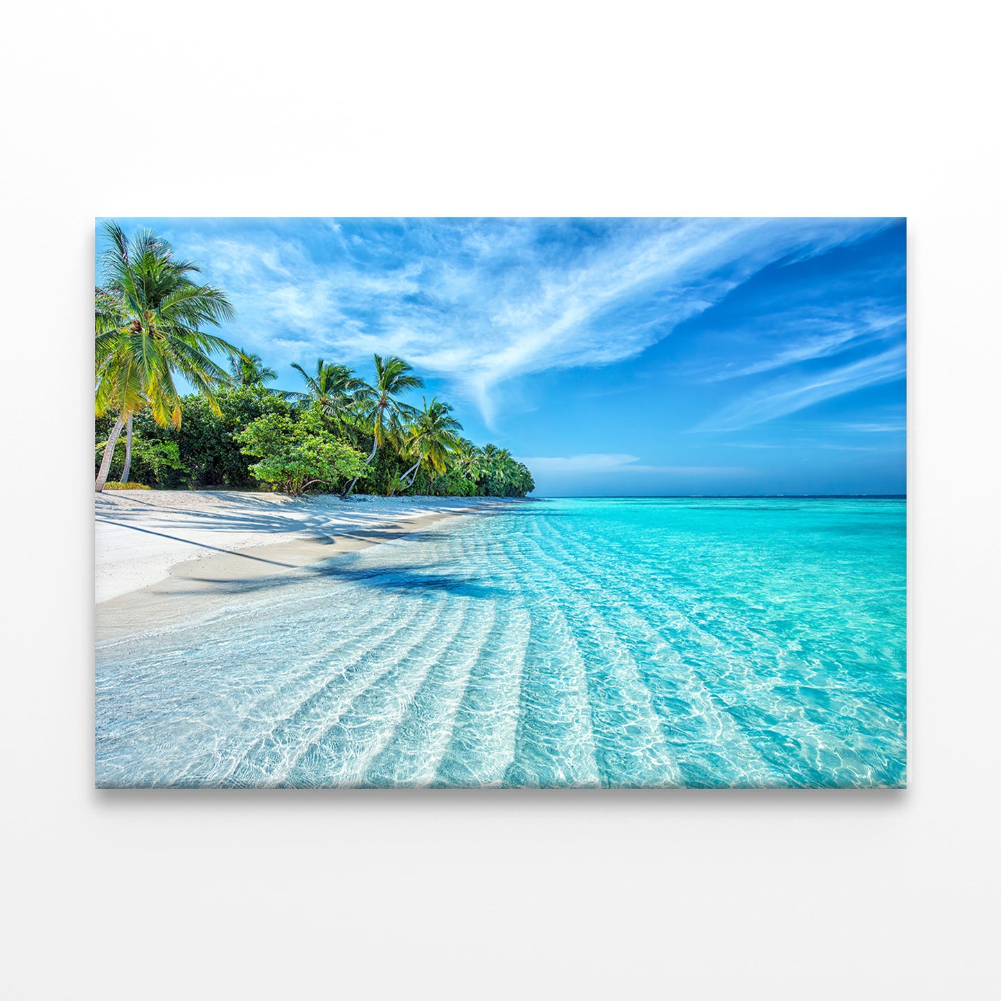 Tropical Sea Waves with Palm Trees Wall Art Decor 100% Australian Made - Bella Home Decor