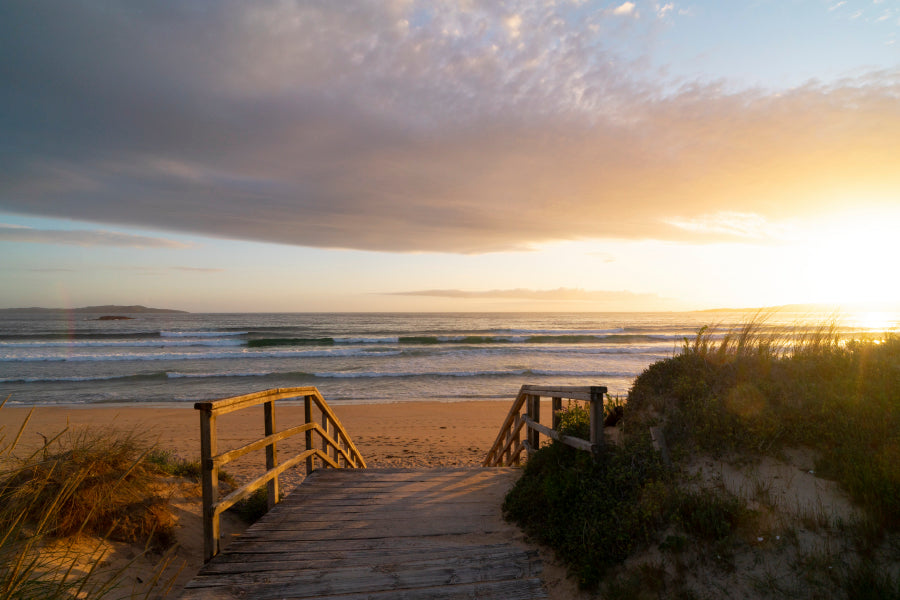 A Wooden Bridge Leads to The Beach Home Decor Premium Quality Poster Print Choose Your Sizes - Bella Home Decor