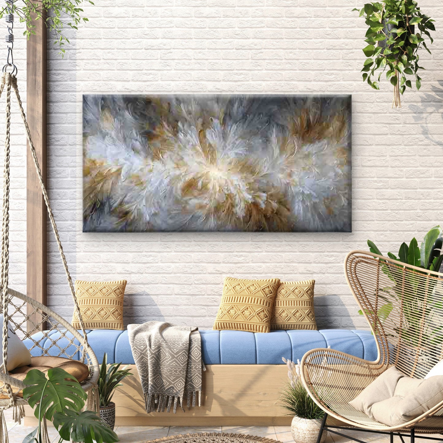 Neutral & Painting Abstract Wall Art Canvas Office Home Room Framed 120x60cm