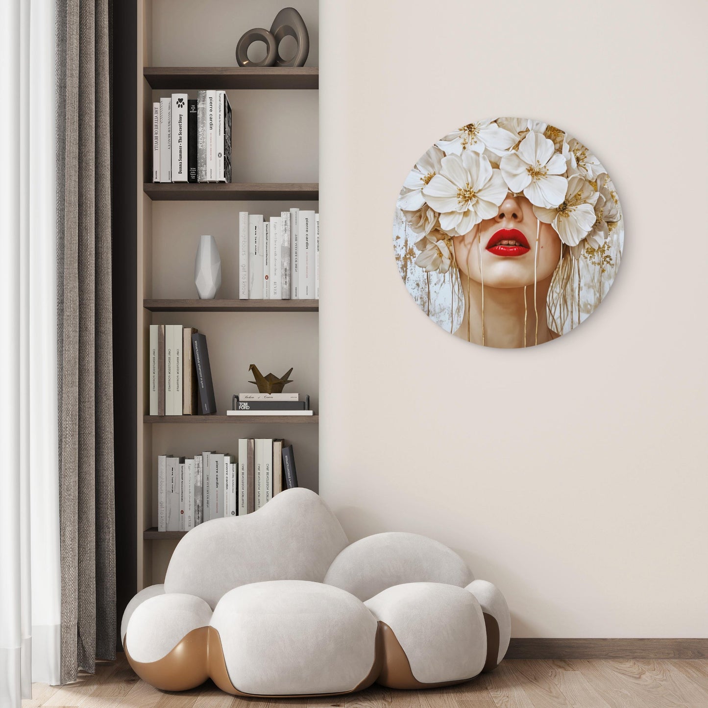 White Flower Blooming Woman Acrylic Glass Rounded Print Tempered Glass Wall Art 100% Made in Australia Ready to Hang