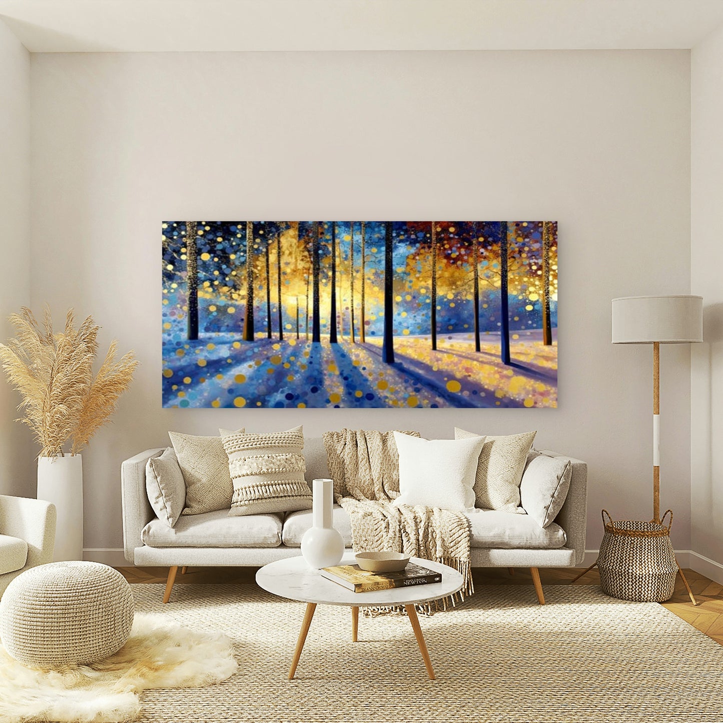 Golden Light Forest Wall Art Canvas Office Home Room Framed 120x60cm - Bella Home Decor