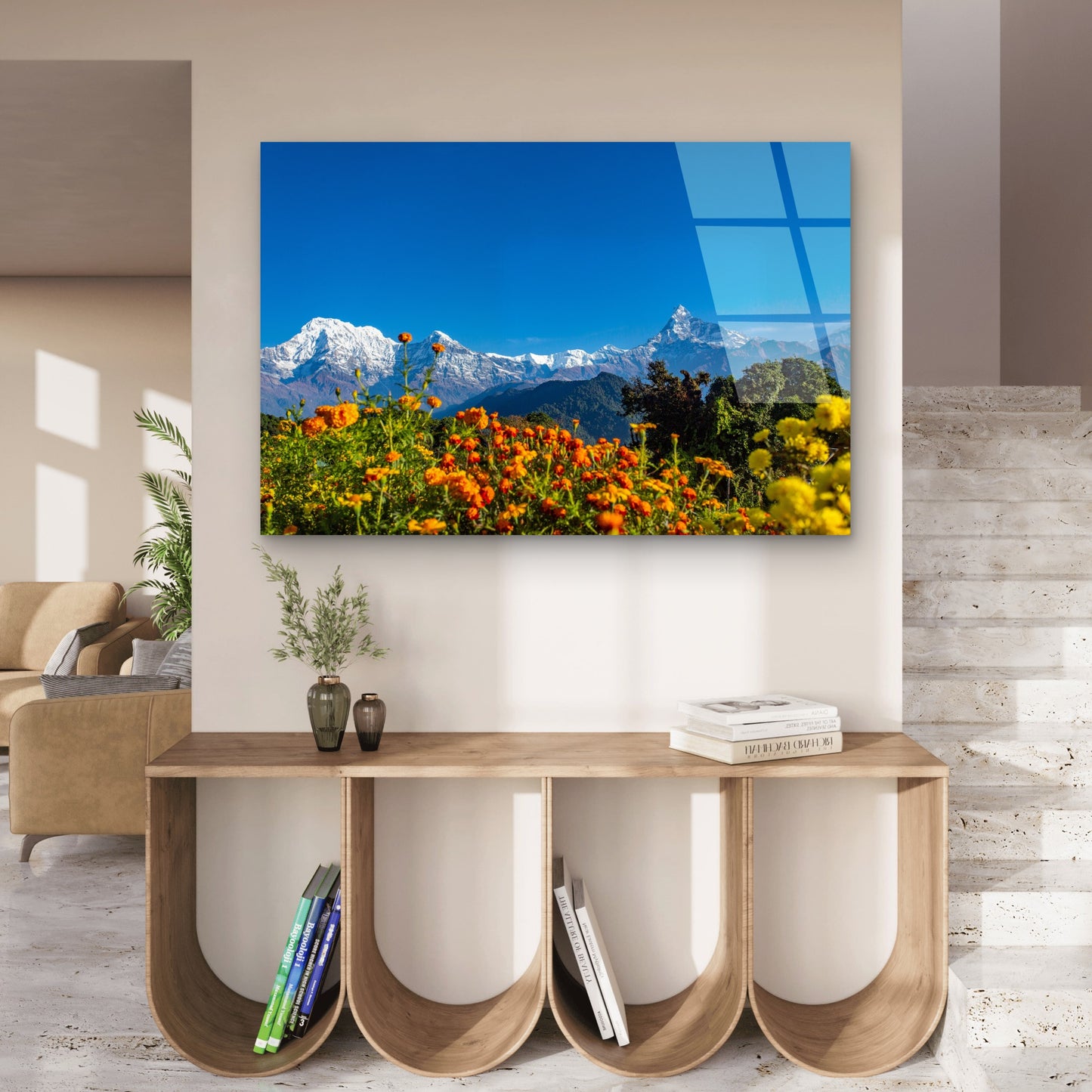 Mountain Annapurna Range Peak Marigold Acrylic Glass Printing Wall Art Australian Made Quality