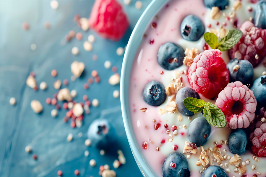 Close Up of Healthy Yogurt and Fruit Wall Art Decor 100% Australian Made - Bella Home Decor