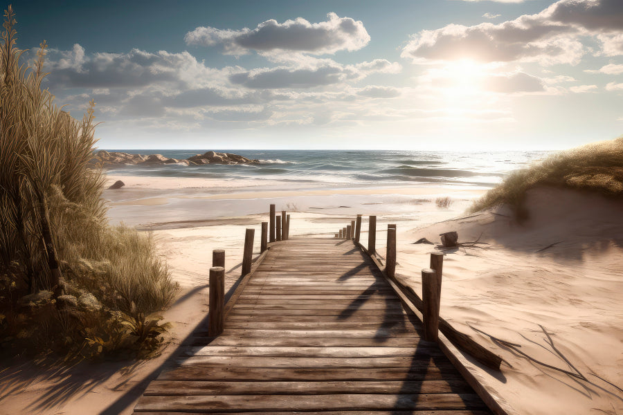Wooden Pier on Ocean or Sea, Wall Art Decor 100% Australian Made - Bella Home Decor