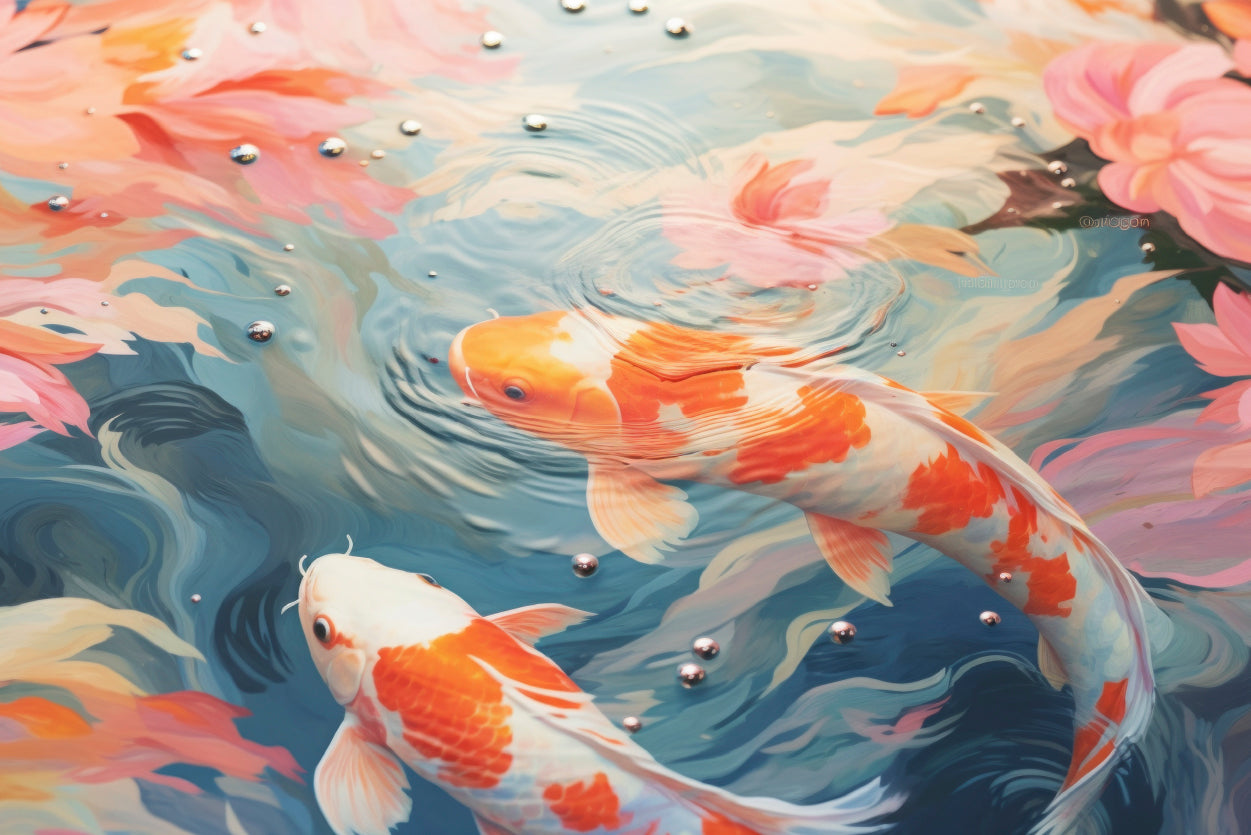 Painting Of a Group of Fish Swimming In Water Home Decor Premium Quality Poster Print Choose Your Sizes - Bella Home Decor