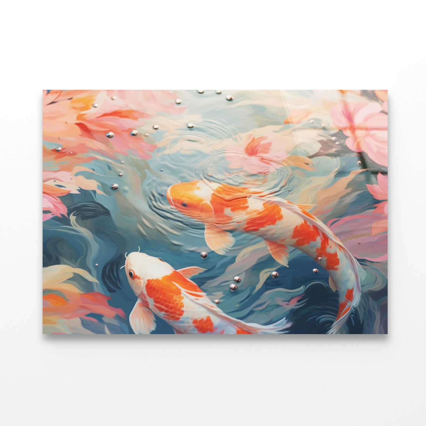 Painting Of a Group of Fish Swimming In Water Acrylic Glass Print Tempered Glass Wall Art 100% Made in Australia Ready to Hang