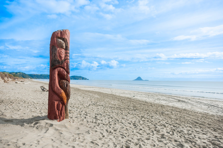 Driftwood Totem on Dunes at Ohope, Bay Off Plenty, New Zealand Acrylic Glass Print Tempered Glass Wall Art 100% Made in Australia Ready to Hang - Bella Home Decor