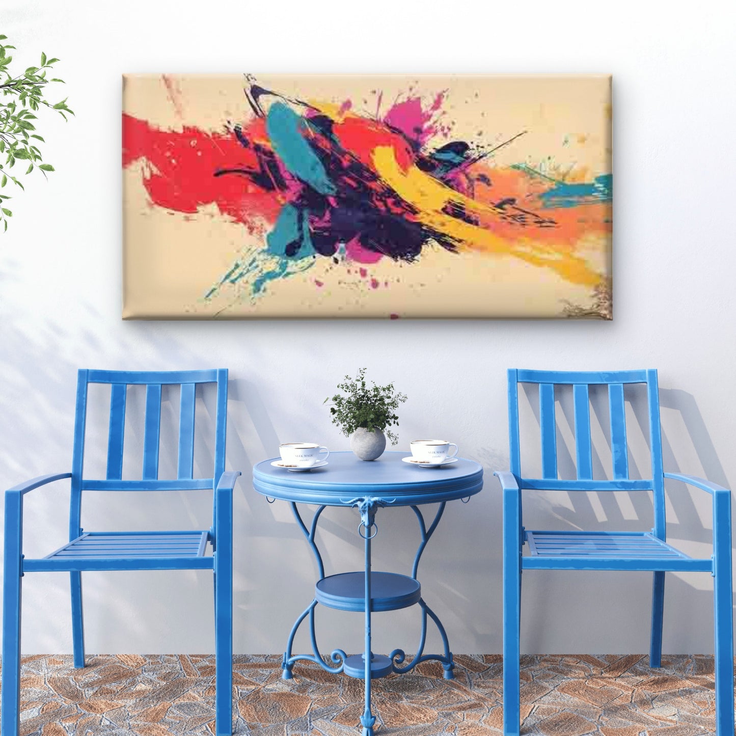 Abstract Color Splash Art Wall Art Canvas Office Home Room Framed 120x60cm