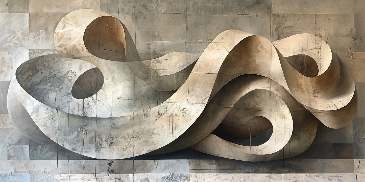 Modern Beige Abstract Wave Spiral Texture Wall Art Canvas Office Home Framed 120x60cm