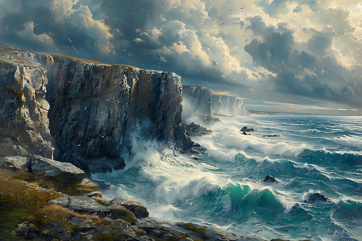 View of Waves Crashing On Rocks Print 100% Australian Made - Bella Home Decor