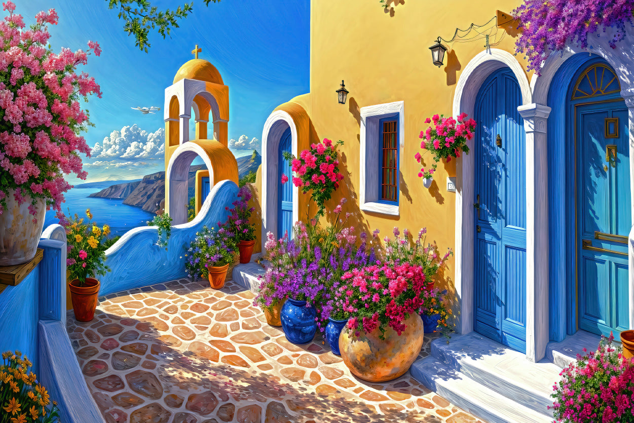 House Surrounded By Flowers Oil Painting Home Decor Premium Quality Poster Print Choose Your Sizes - Bella Home Decor