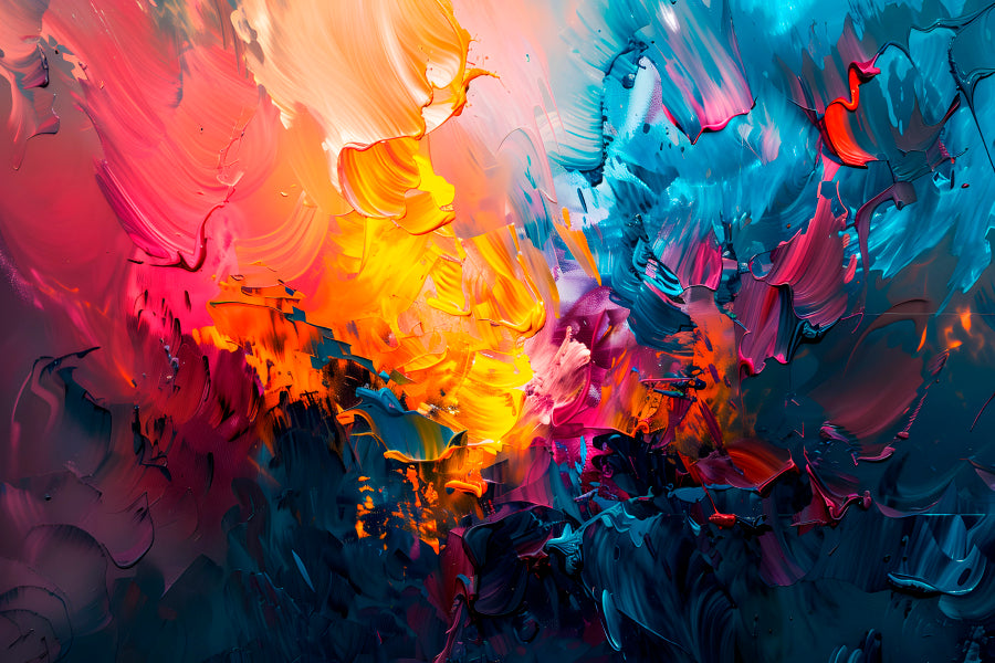 Colorful Abstract Painting Acrylic Glass Print Tempered Glass Wall Art 100% Made in Australia Ready to Hang - Bella Home Decor