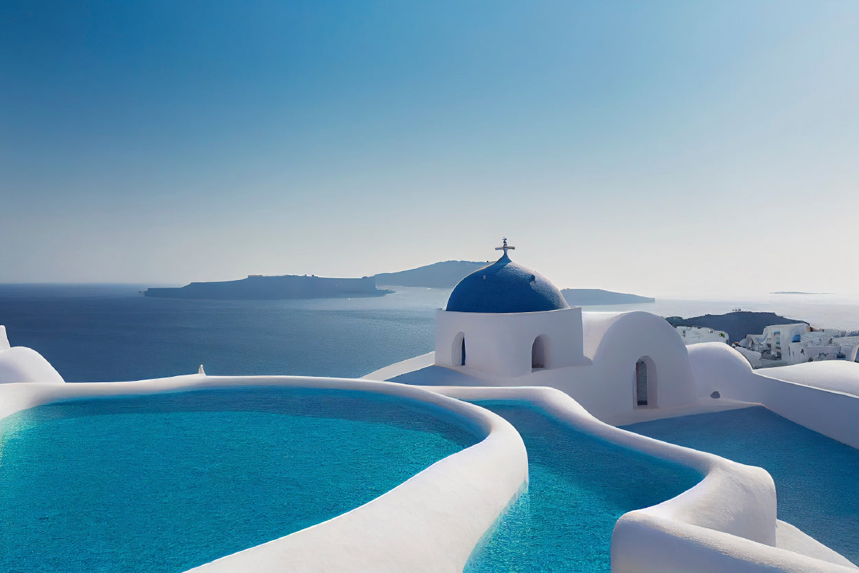 Clear Water Pool in Santorini Home Decor Premium Quality Poster Print Choose Your Sizes - Bella Home Decor