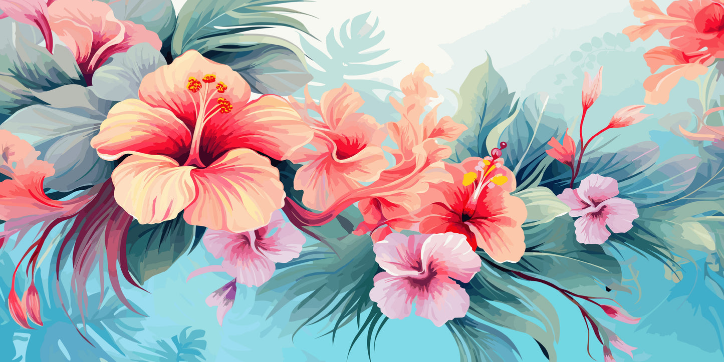 Pink Hibiscus Tropical Flower Wall Art Canvas Office Home Room Framed 120x60cm - Bella Home Decor