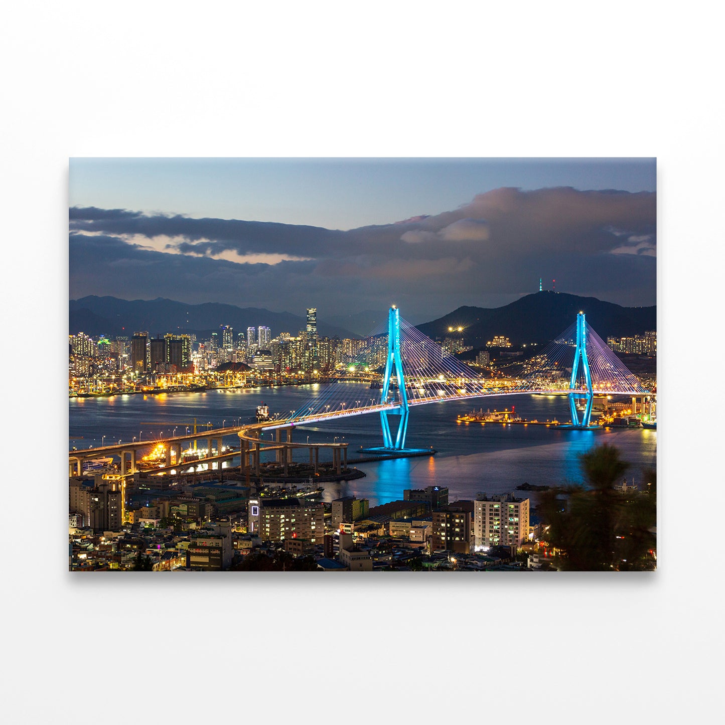Night view of Busan Port Wall Art Decor 100% Australian Made - Bella Home Decor