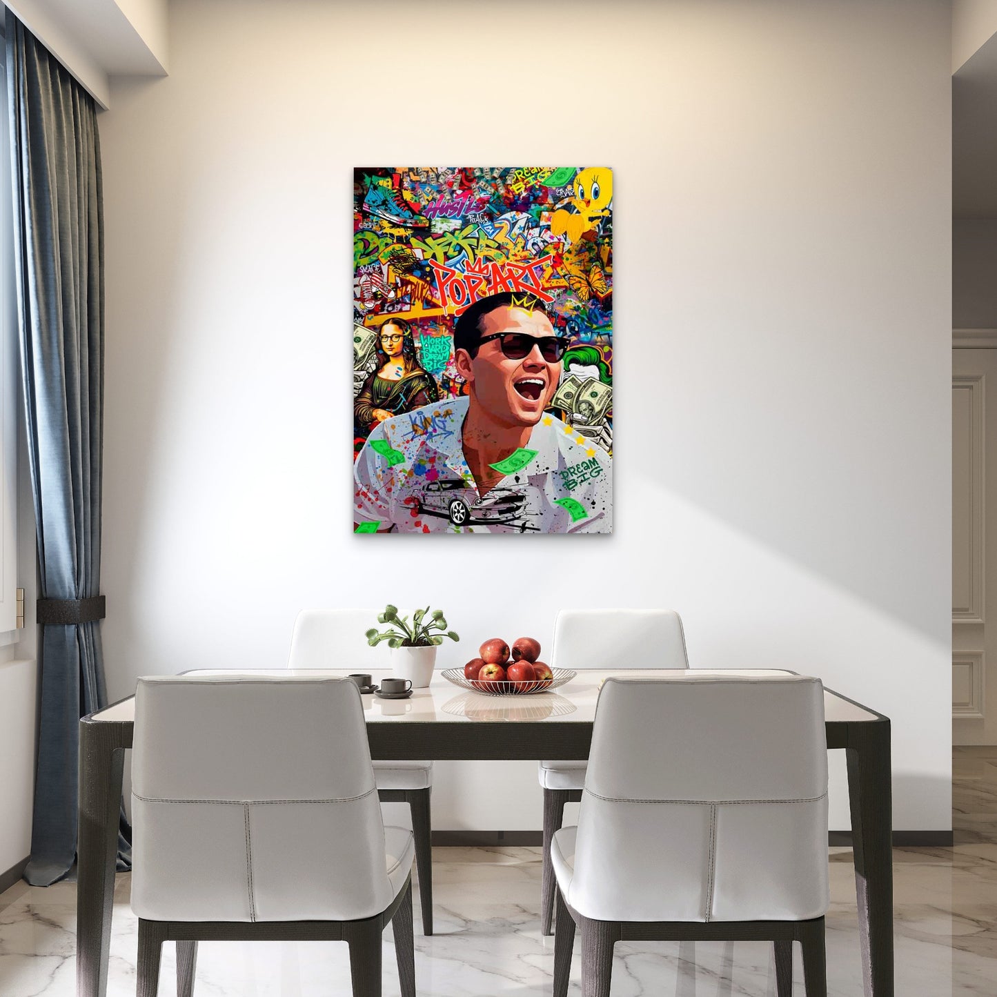 Graffiti Sunglasses Man Laughing Loudly 40x60cm Metal Print Ready to Hang