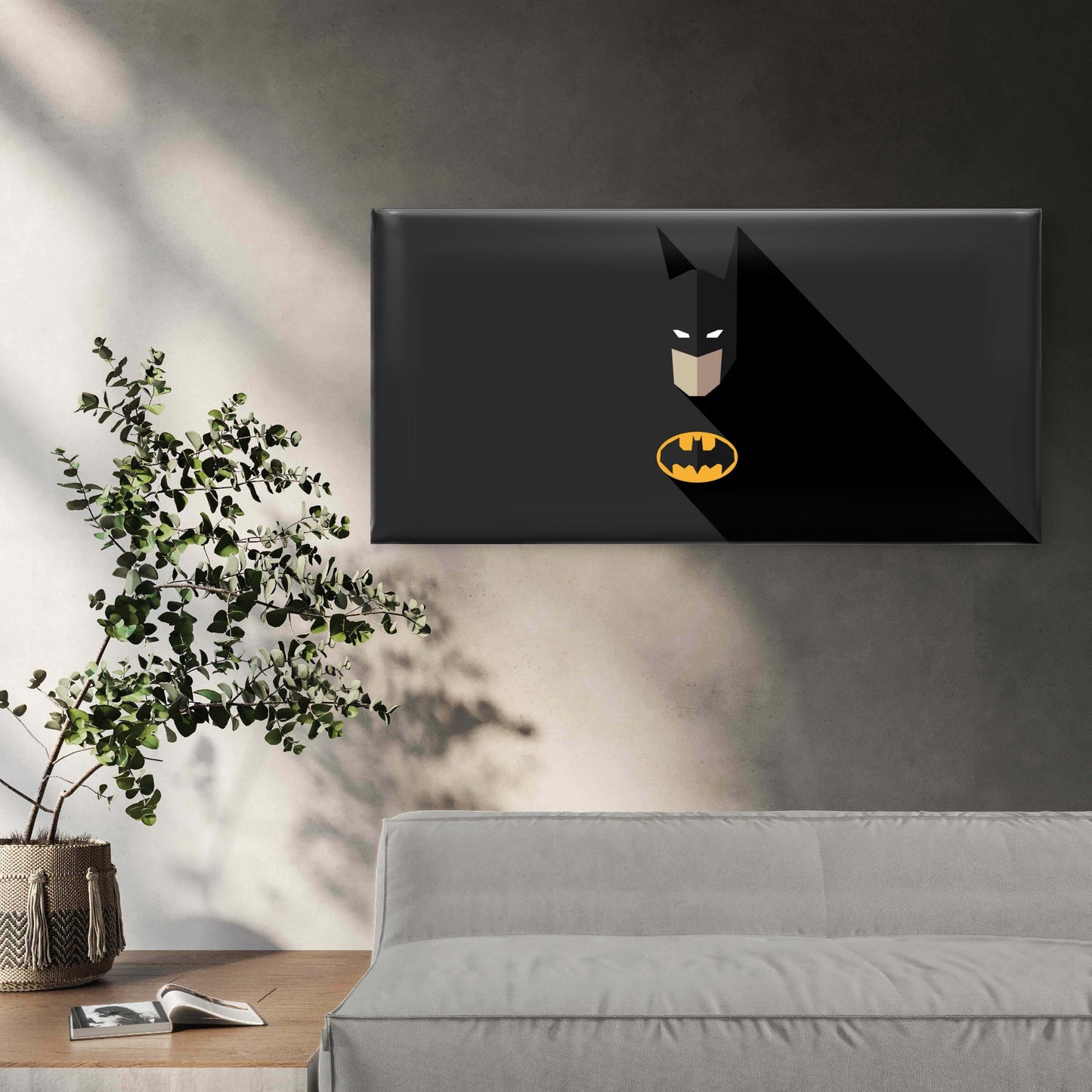 Minimalist Dark Hero Emblem Wall Art Canvas Office Home Room Framed 120x60cm