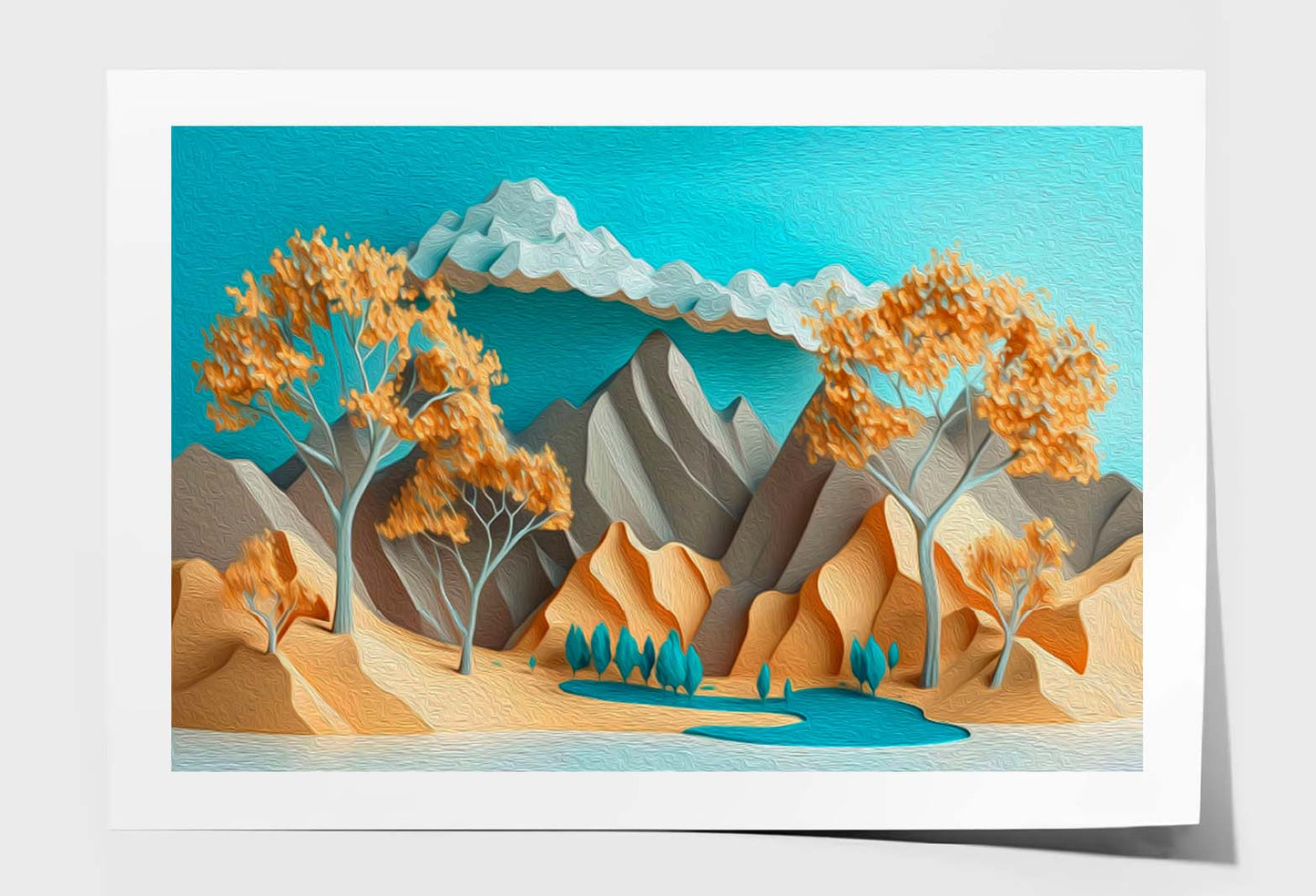 Turquoise Mountains in Light Wall Art Limited Edition High Quality Print Unframed Roll Canvas None