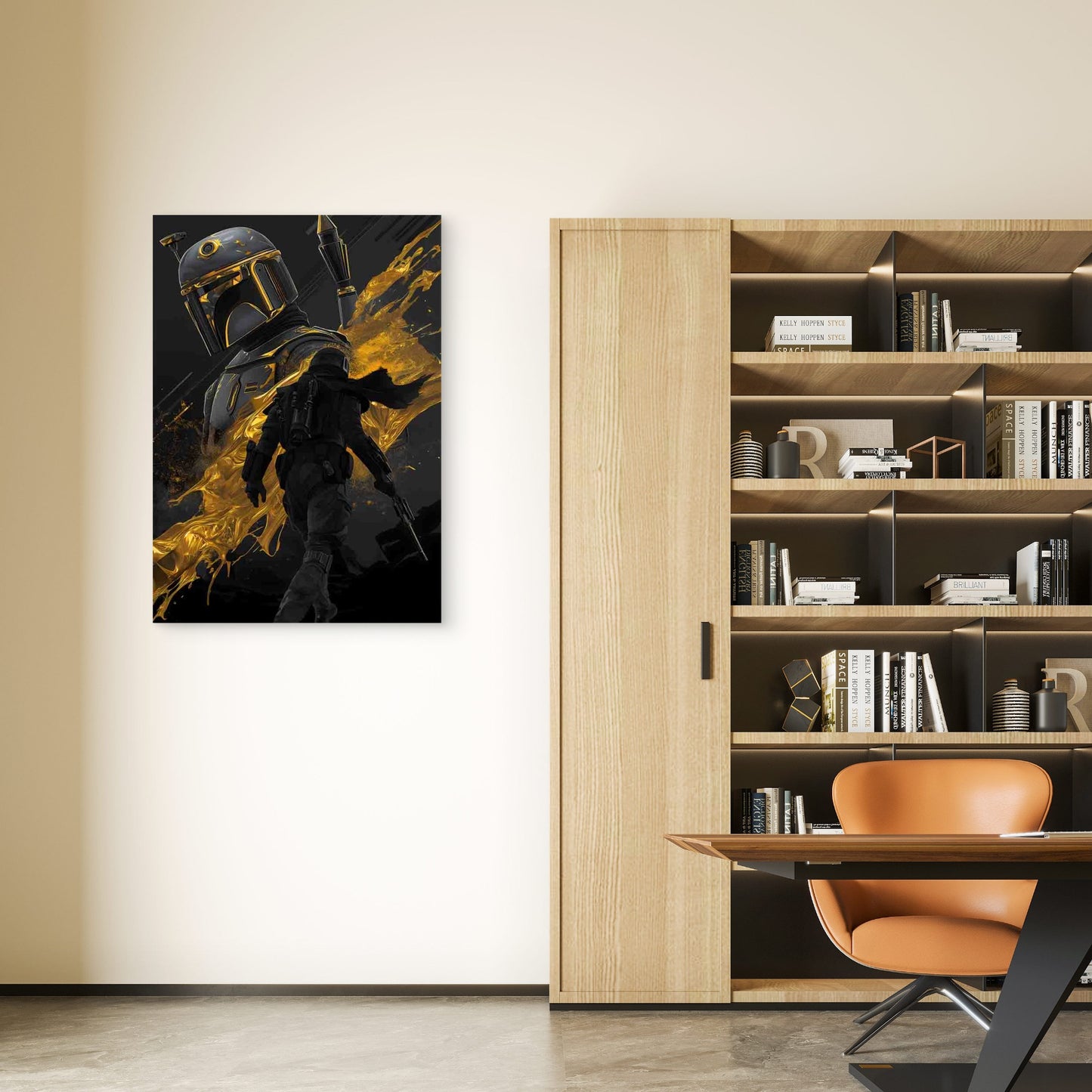 Armored Warriors Amid Gold Splatters 40x60cm Metal Print Ready to Hang