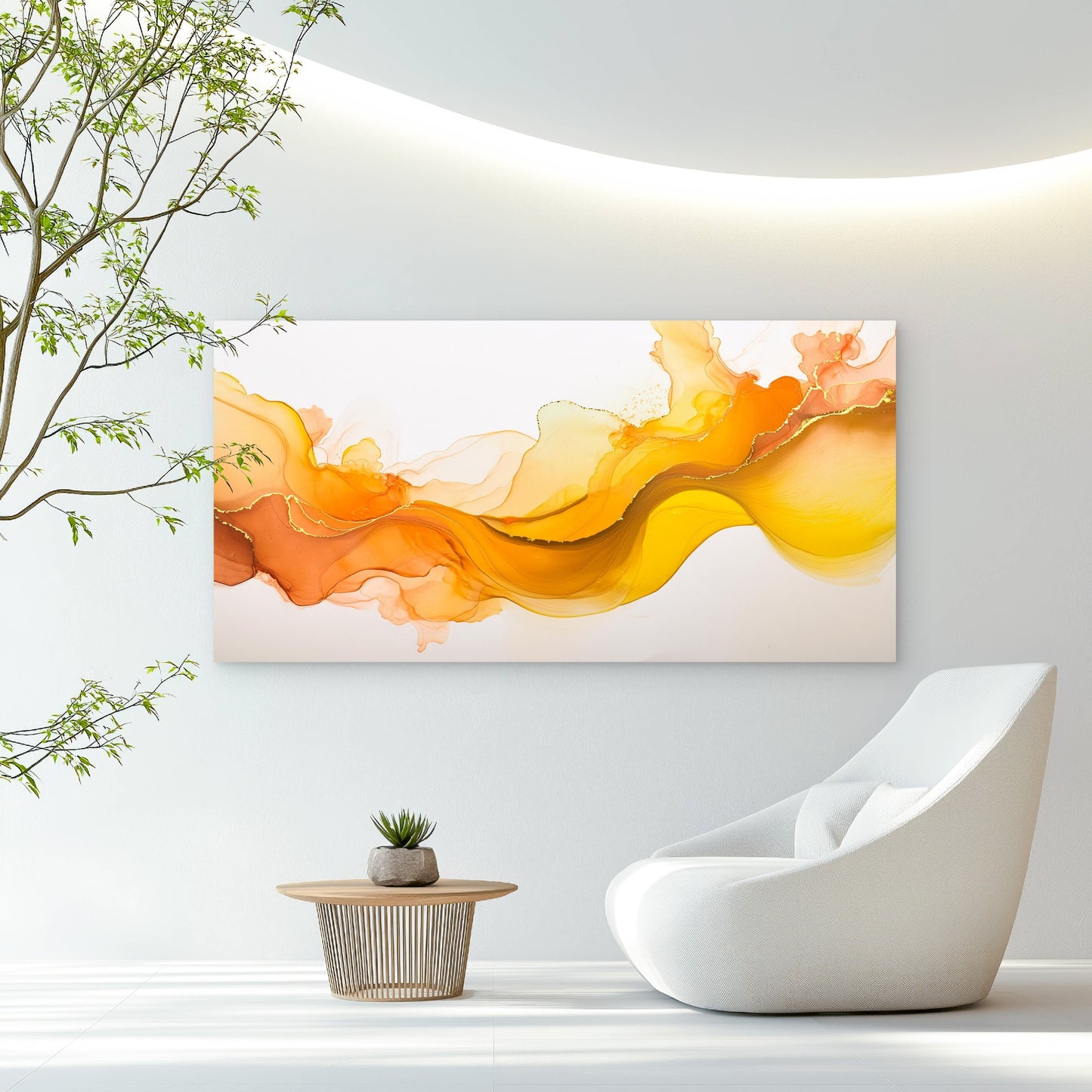 Warm Golden Flowing Abstract Wall Art Canvas Office Home Room Framed 120x60cm