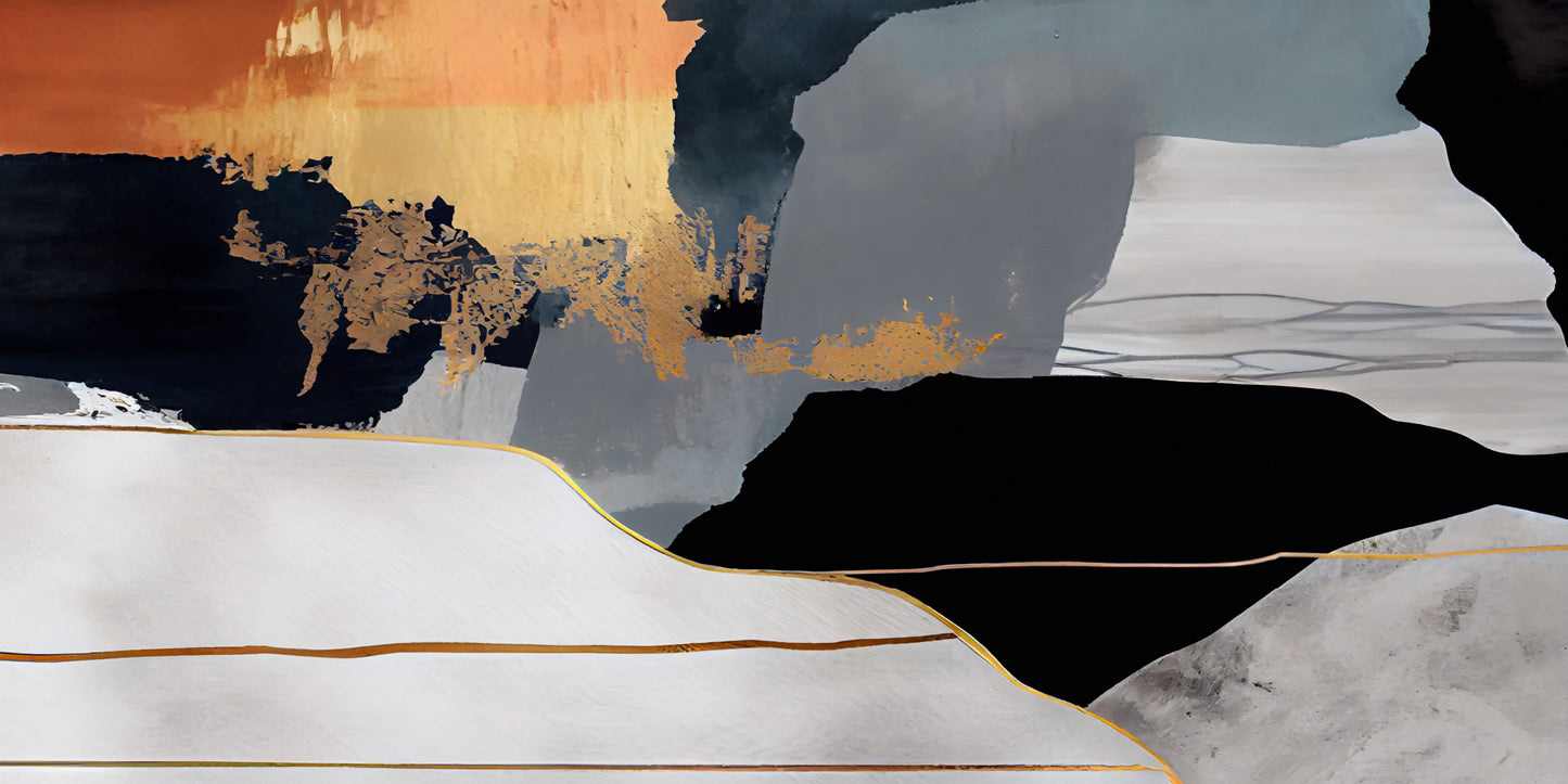 Modern Gold Black Abstract Wall Art Canvas Office Home Room Framed 120x60cm - Bella Home Decor