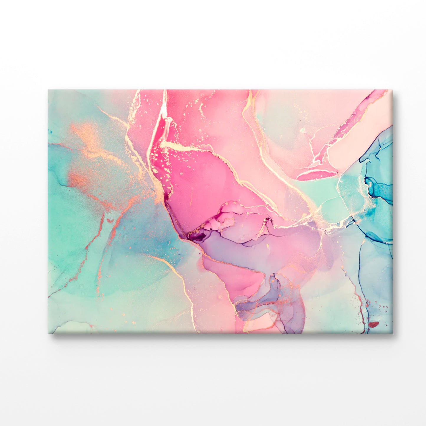 Bella Home Pink & Blue Color Abstract Print Canvas Ready to hang