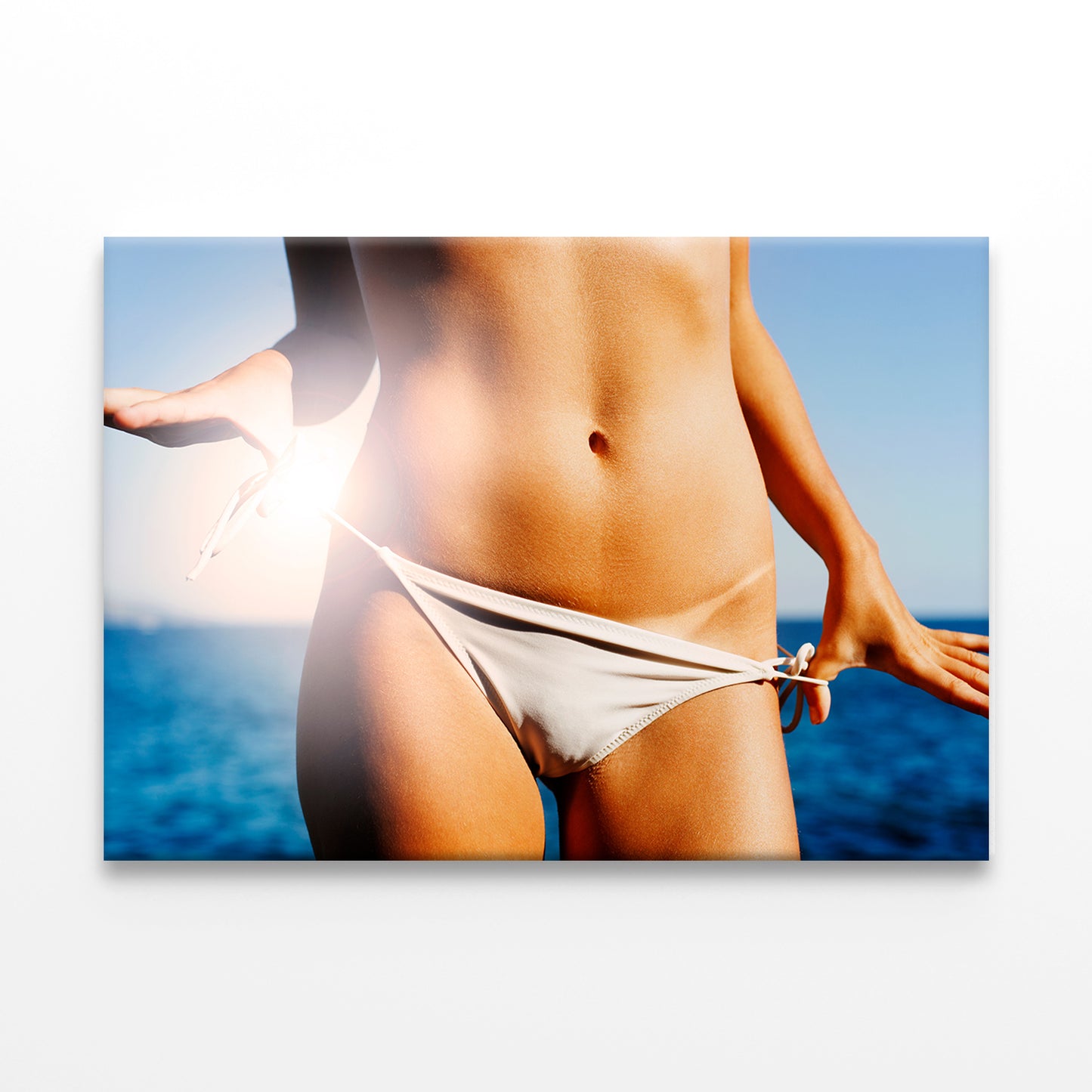 Woman on beach in summer bikini Wall Art Decor 100% Australian Made