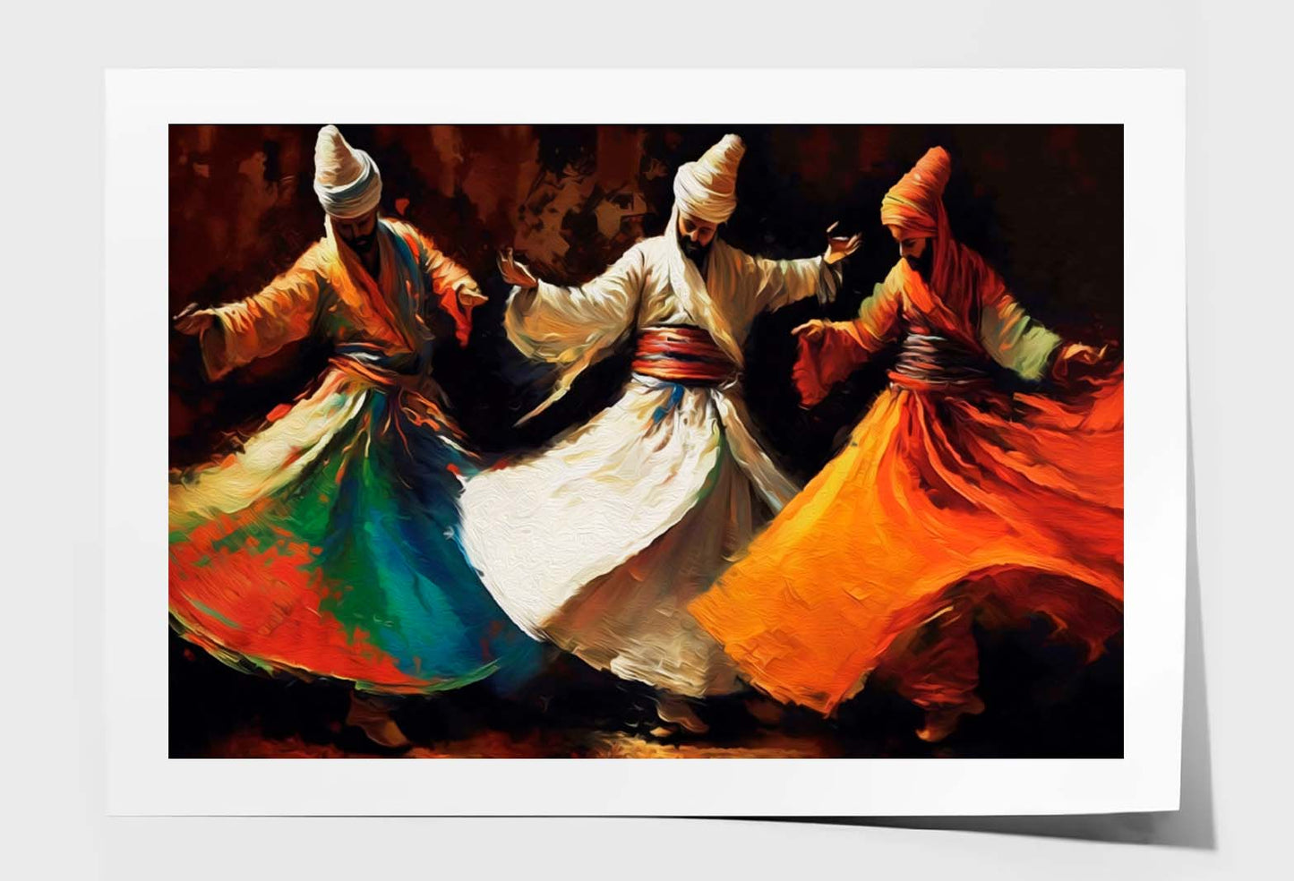 Colorful Sufi Dancing Painting Wall Art Limited Edition High Quality Print Unframed Roll Canvas None