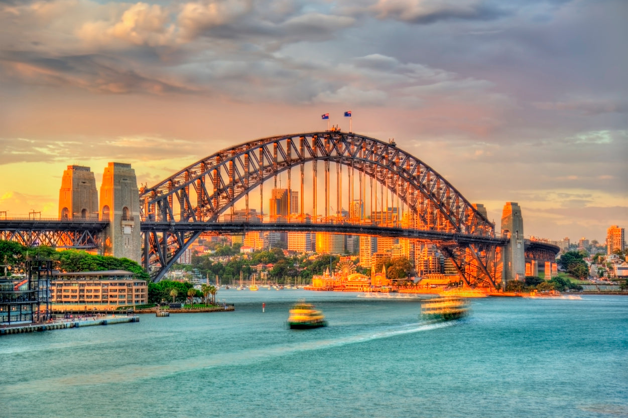 Sunset Over Sydney Harbour Bridge Wall Art Decor 100% Australian Made