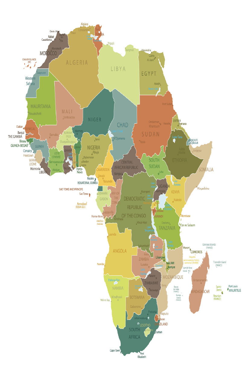 Africa Highly Detailed Map Home Decor Premium Quality Poster Print Choose Your Sizes - Bella Home Decor