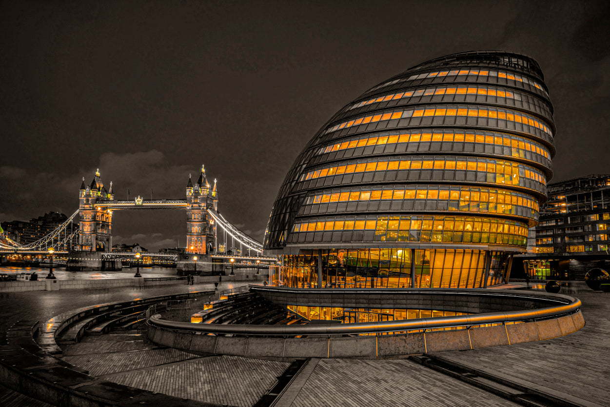 City Hall and Tower Bridge London Wall Art Decor 100% Australian Made