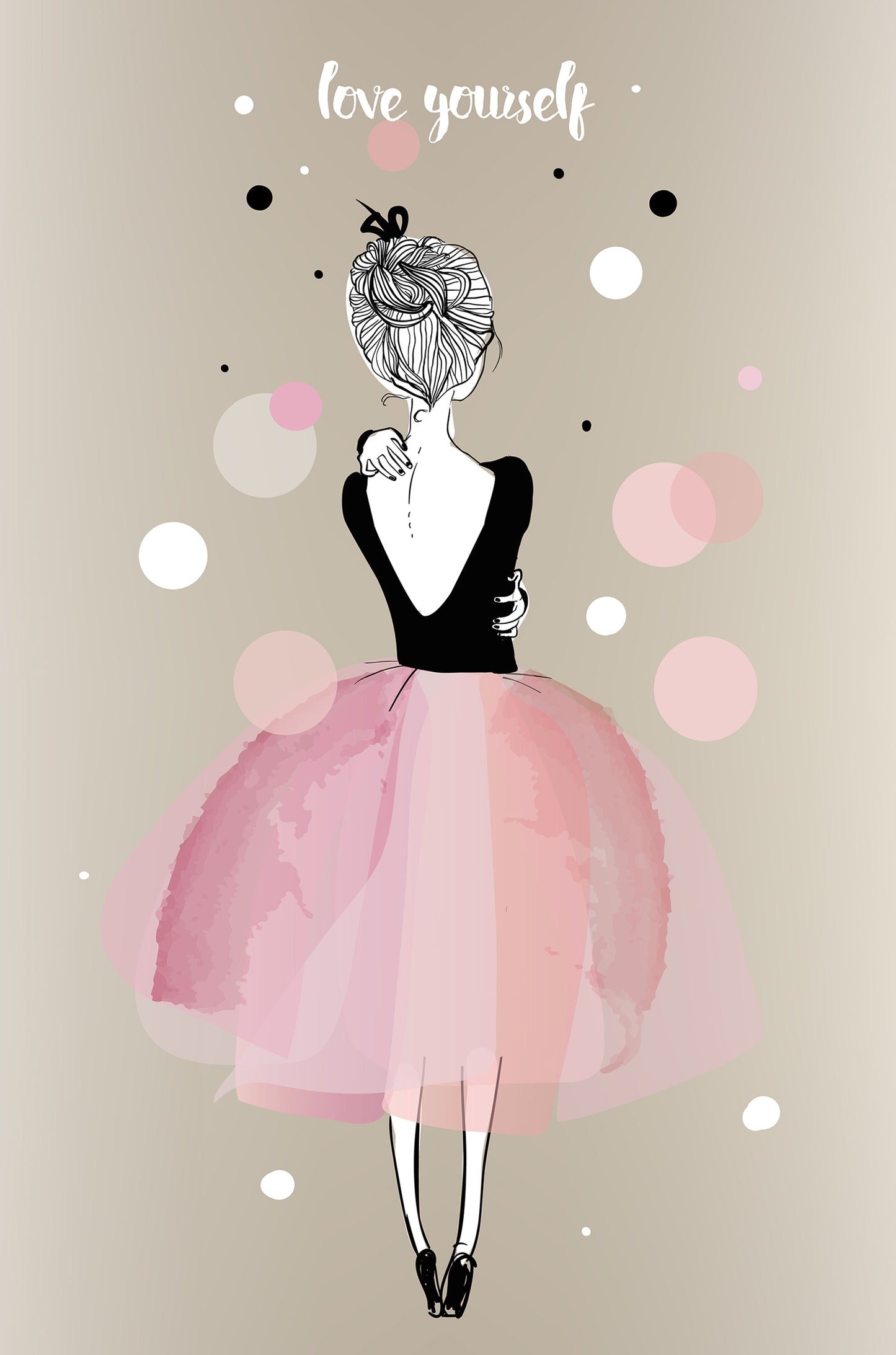 Pink Ballerina Love Youself Quote 60x90cm Metal Print Ready to Hang