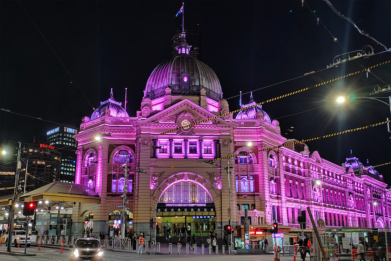 Flinders Street Station Melbourne Night Lights Wall Art Decor 100% Australian Made