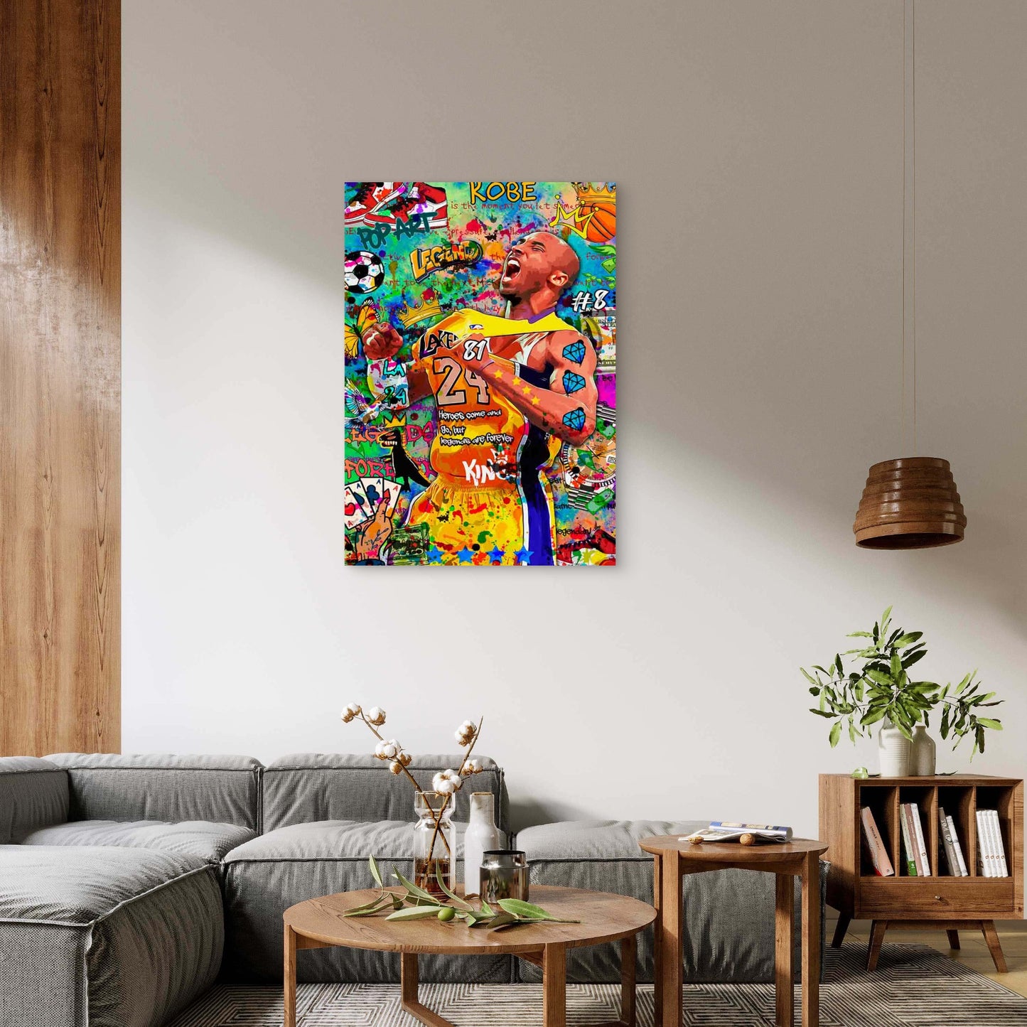 Graffiti Basketball Player Roaring Loudly 40x60cm Metal Print Ready to Hang