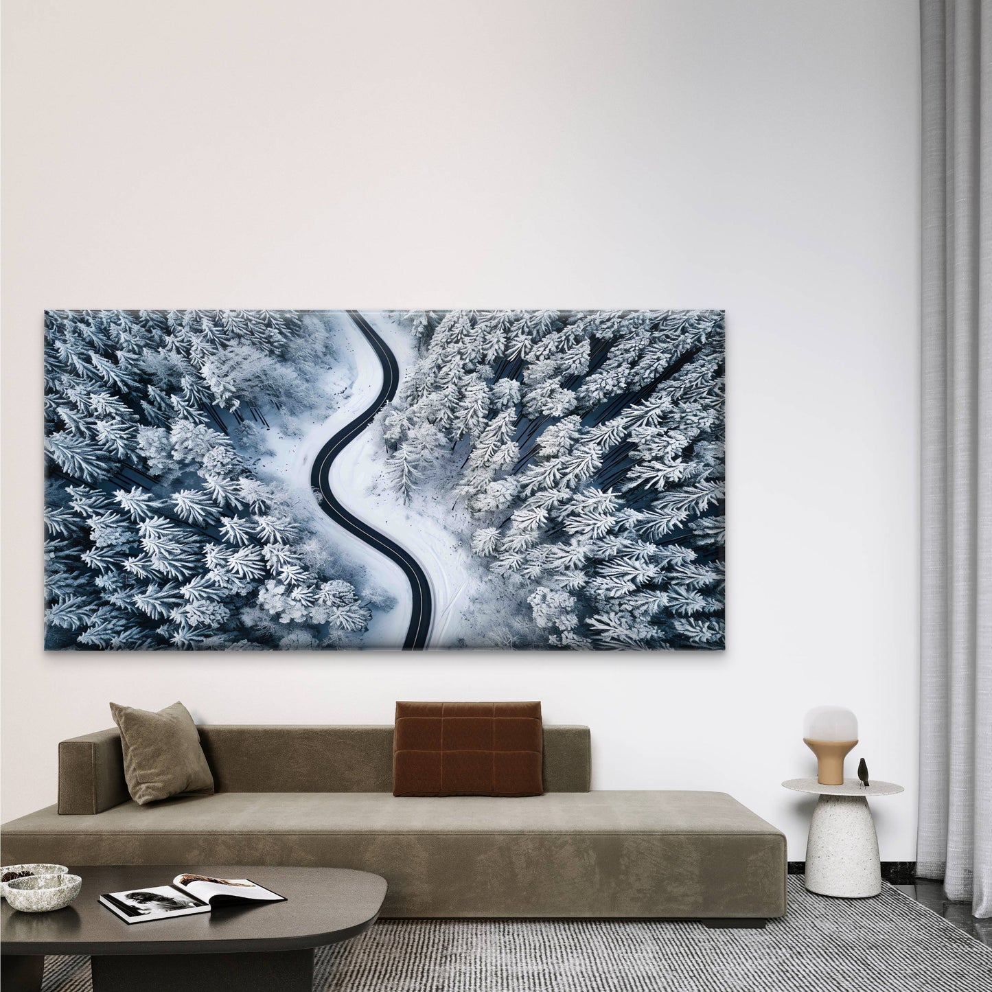 Aerial View on the Road Wall Art Canvas Office Home Room Framed 120x60cm
