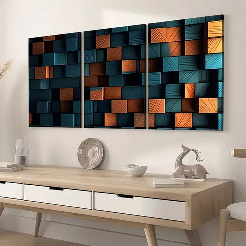 3pcs Fashion Abstract Irregular Graphic Art Wall Art Set Canvas Unframed - High Quality Print 100% Australian Made Wall Canvas