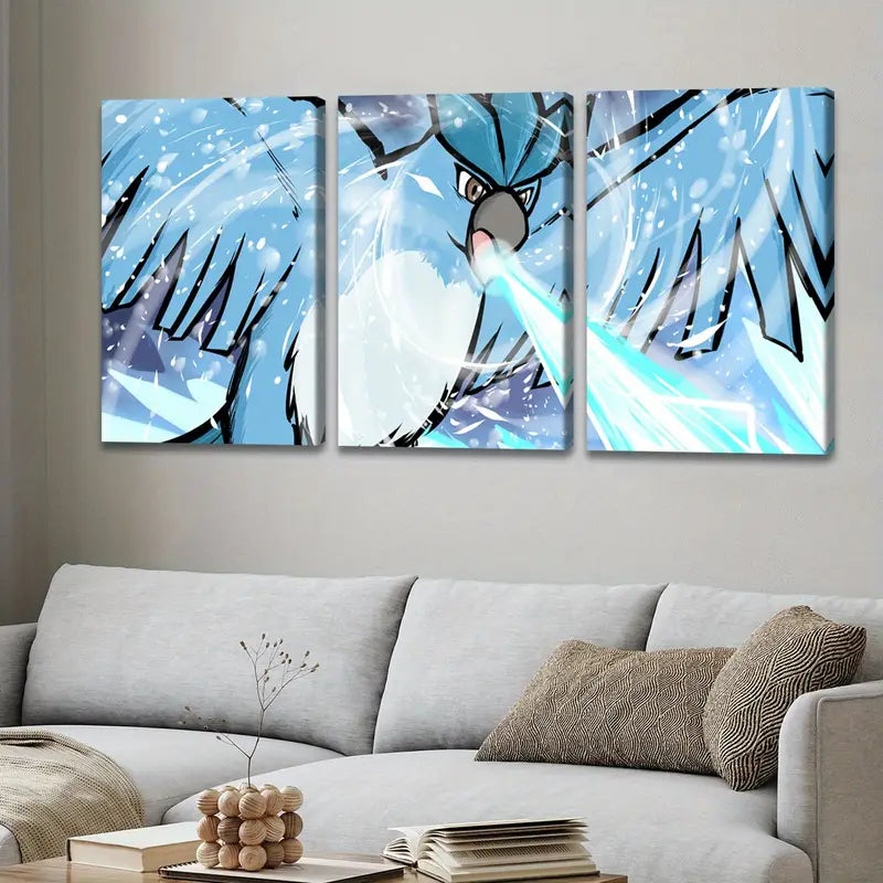 3pcs Pocket Elf Pet Battle Anime Art Wall Art Set Canvas Framed 50x70cm - High Quality Print 100% Australian Made Wall Canvas Ready to Hang
