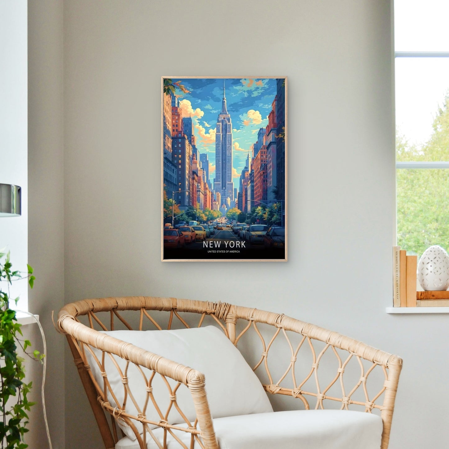 New York USA Vibrant Urban Street Scene Vintage Travel Poster Print Wall Art