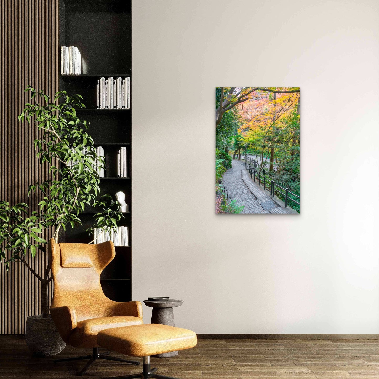 Japan Kyoto Autumn Forest Pathway 40x60cm Metal Print Ready to Hang
