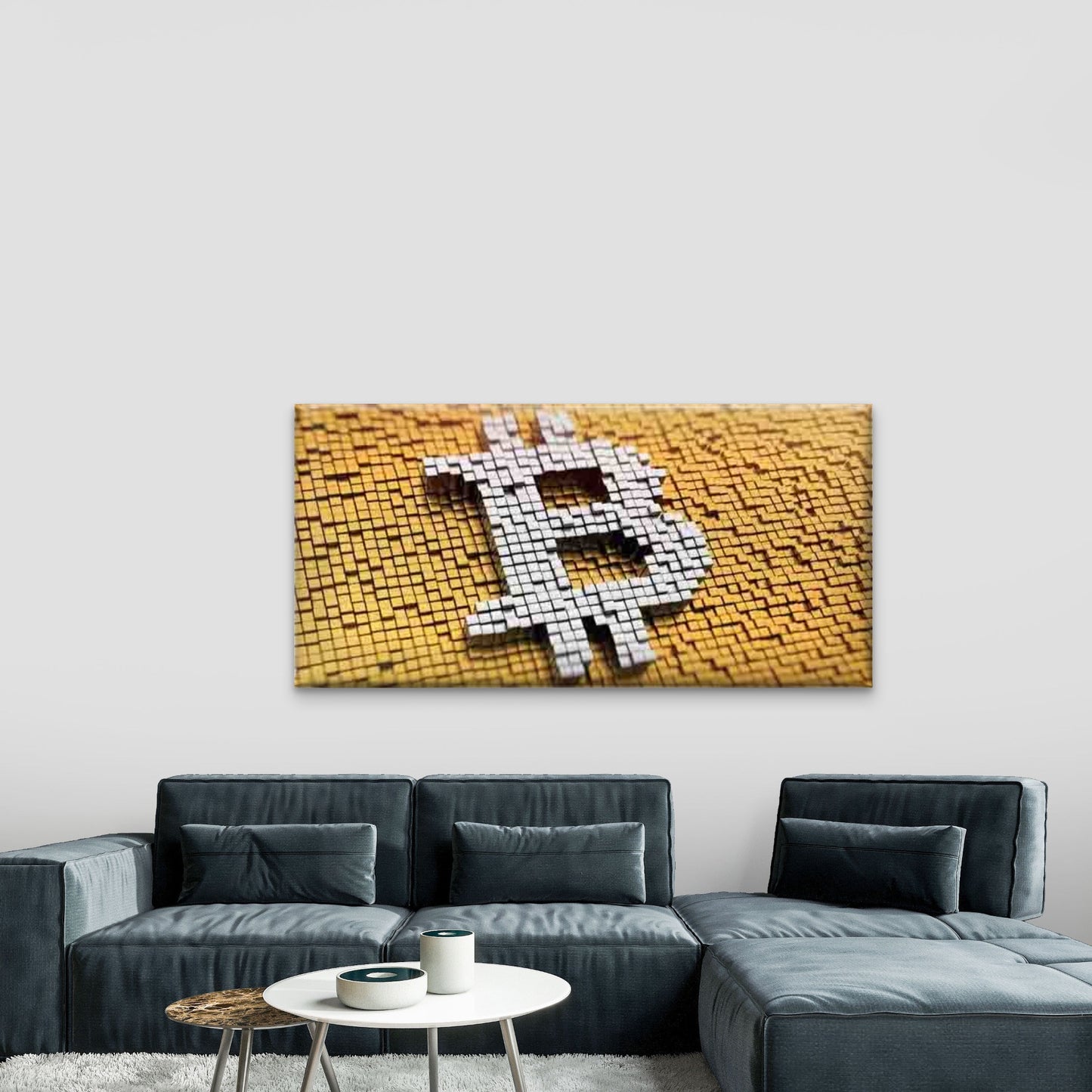 Minimalist ₿ Symbol Painting Wall Art Canvas Office Home Room Framed 120x60cm - Bella Home Decor