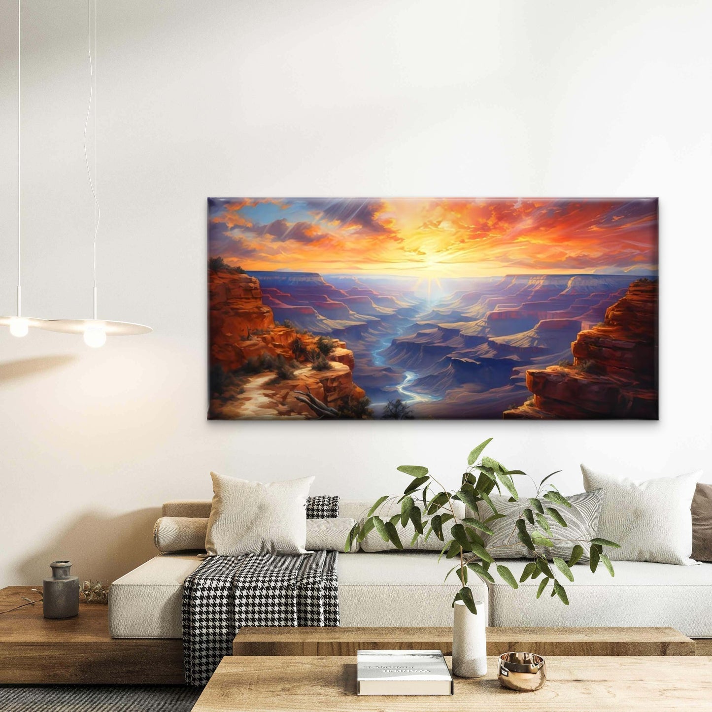Grand Canyon Sunset Wall Art Canvas Office Home Room Framed 120x60cm - Bella Home Decor
