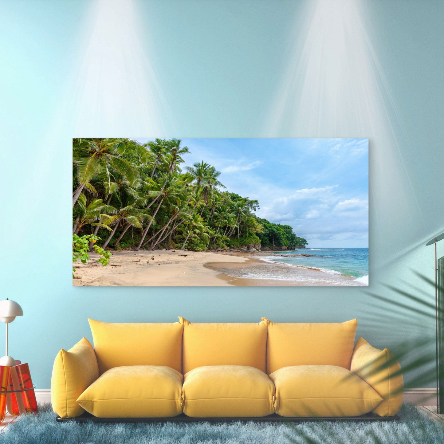 Beautiful sandy tropical Beach Wall Art Canvas Office Home Room Framed 120x60cm