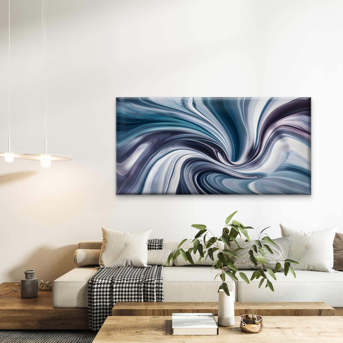 Blue White Abstract Background Wall Art Canvas Office Home Room Framed 120x60cm - Bella Home Decor