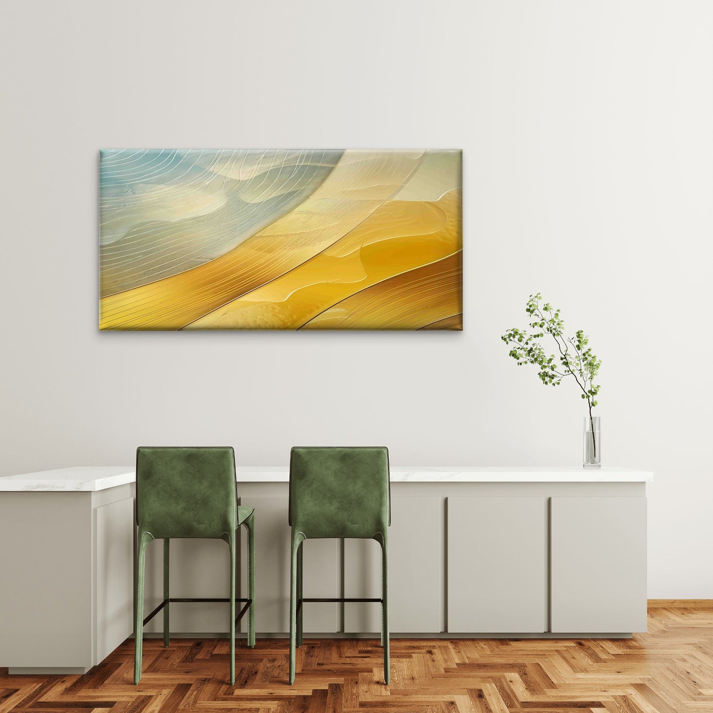 Abstract Gold Fluid Waves Wall Art Canvas Office Home Room Framed 120x60cm