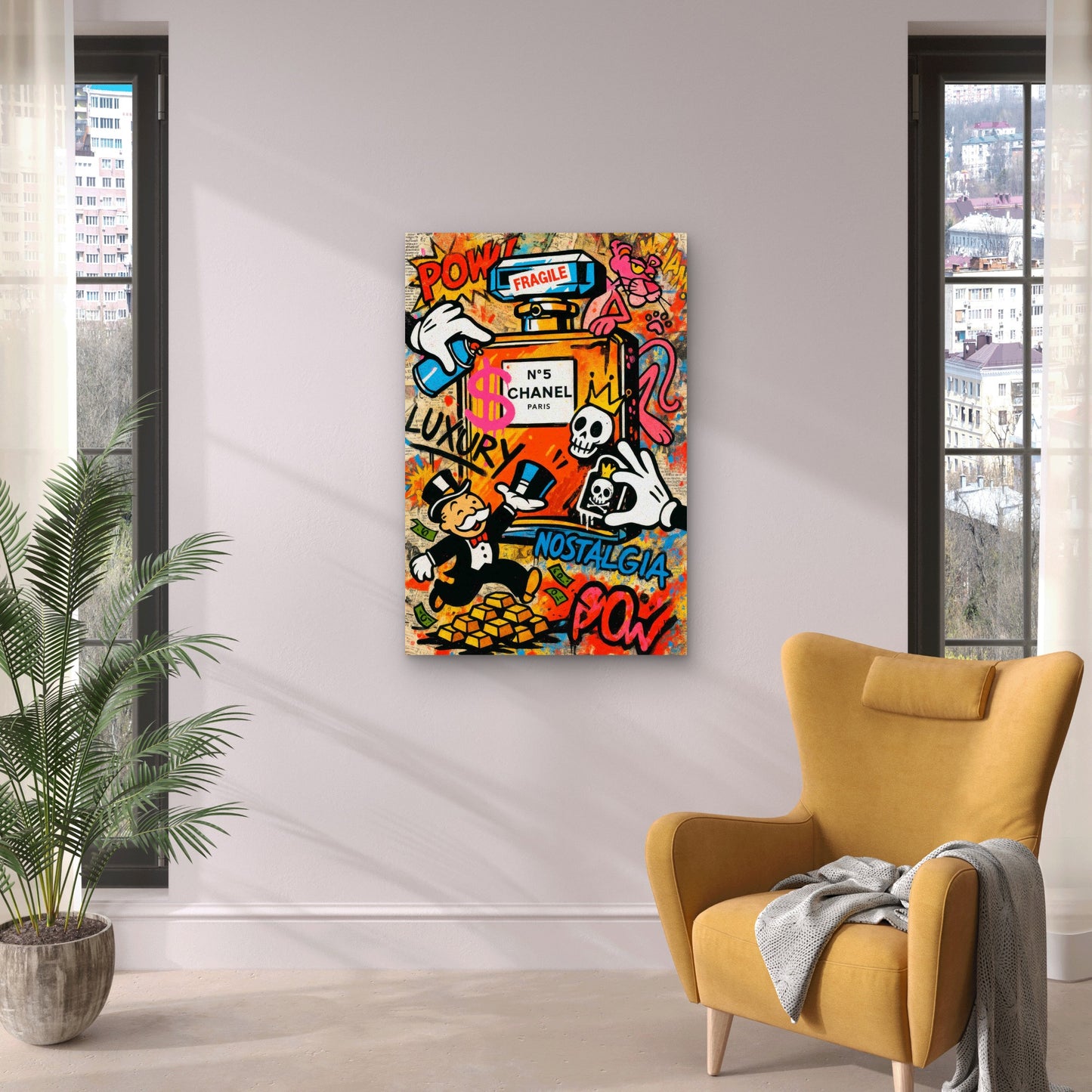 Luxury Retro Graffiti Art 40x60cm Metal Print Ready to Hang