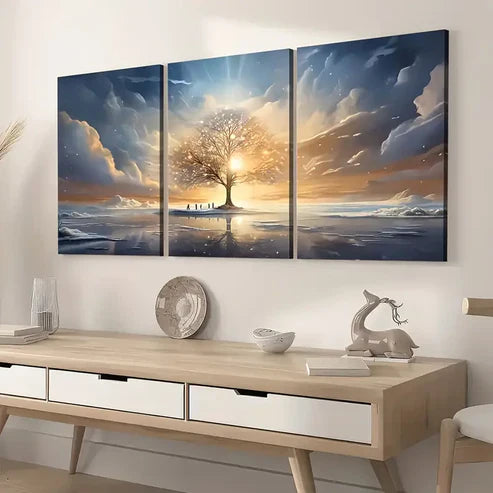3pcs Modern Fantasy Landscape Abstract Art Sunrise Wall Art Set Canvas Unframed - High Quality Print 100% Australian Made Wall Canvas